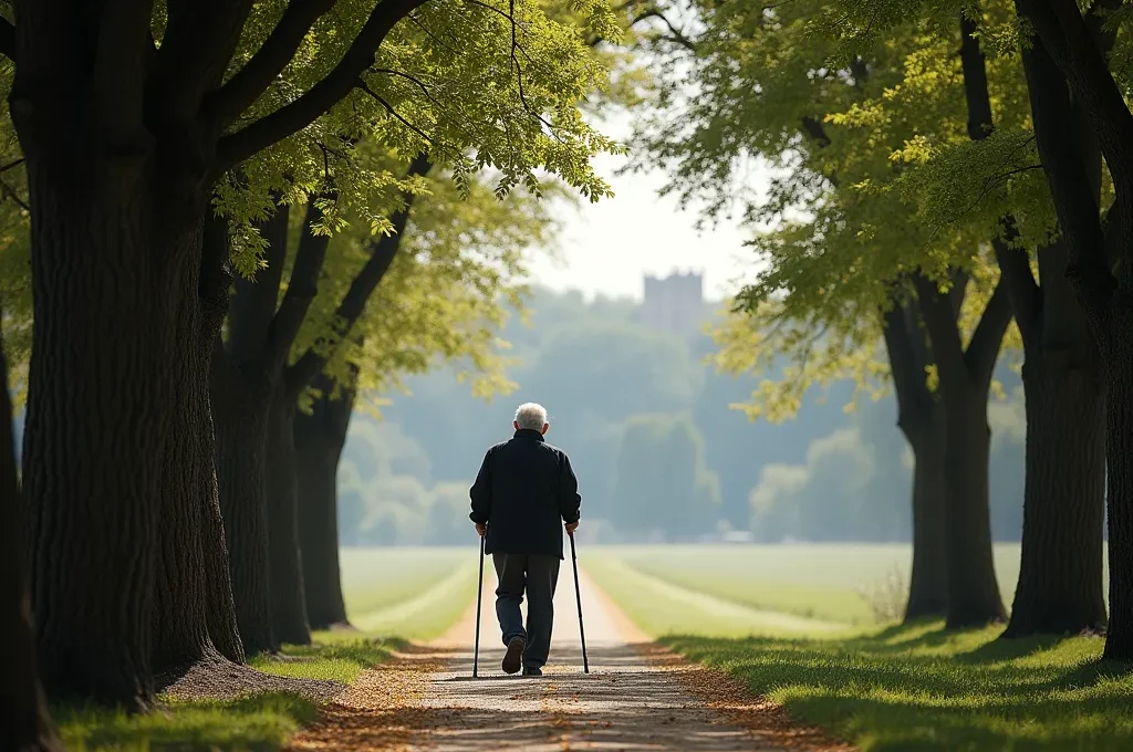 Senior en promenade le long du Canal du Midi à Carcassonne